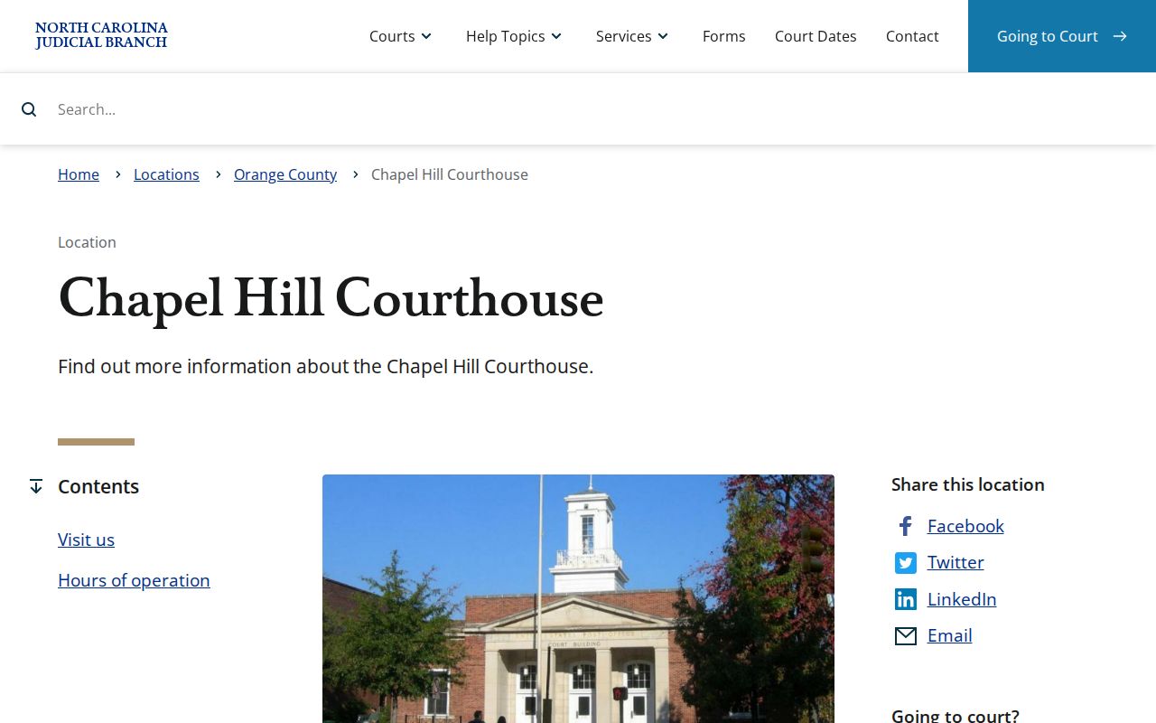 Chapel Hill court docket access at the state Chapel Hill Courthouse
