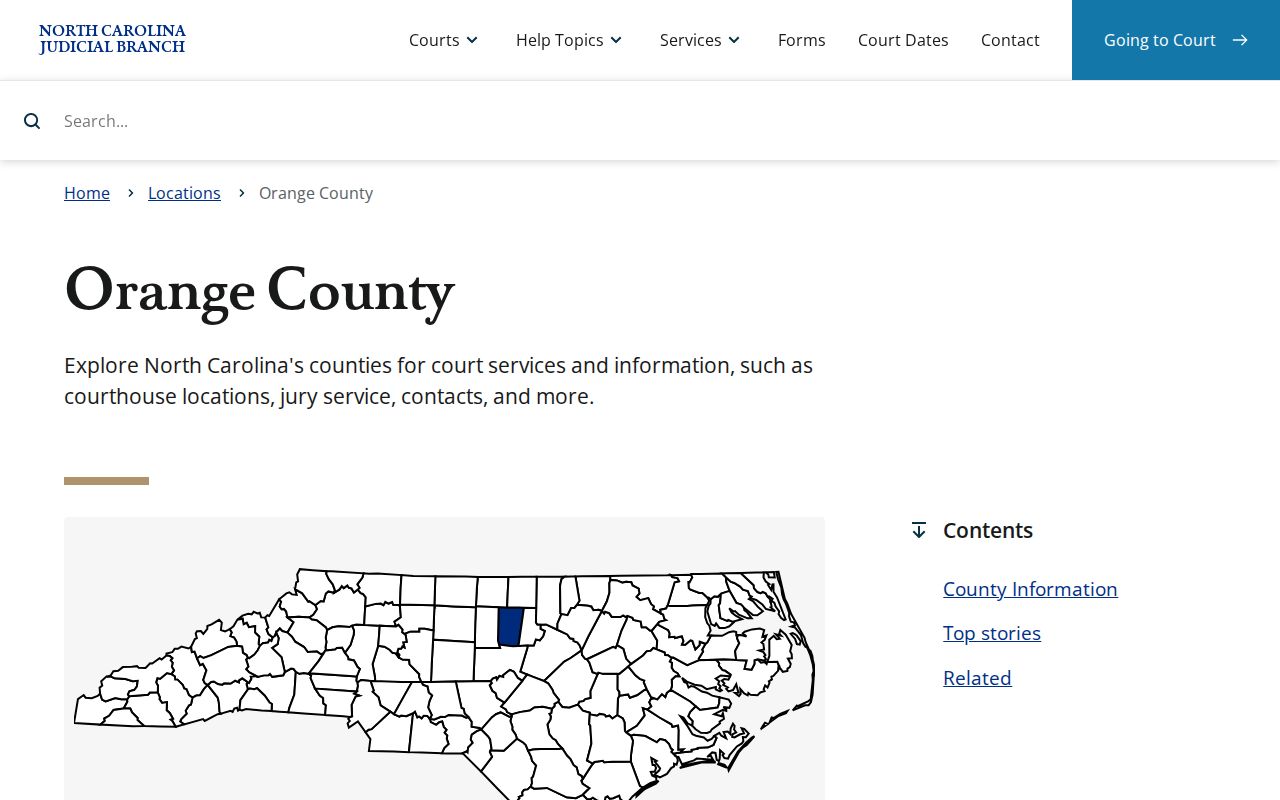 Orange County court docket and court records access page