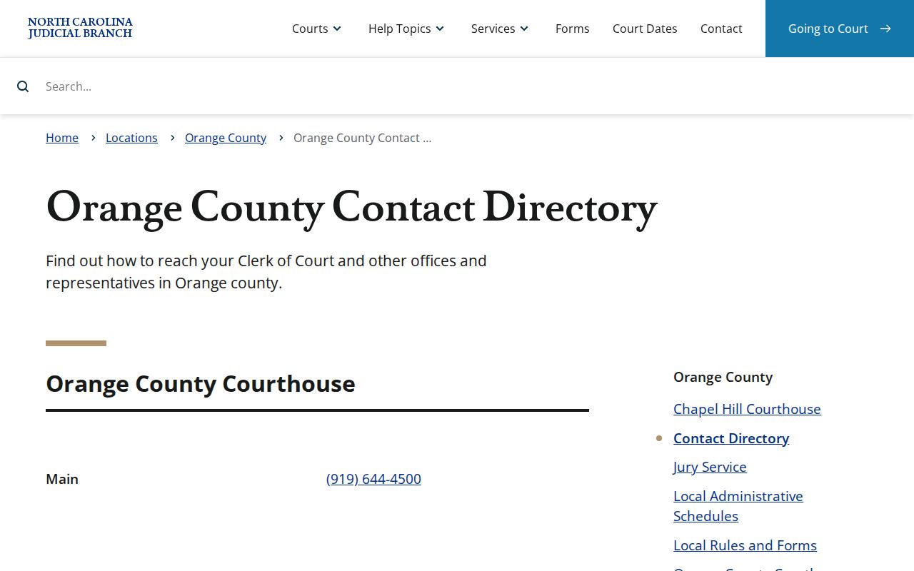 Orange County traffic court records clerk directory